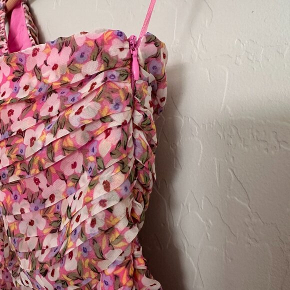 NWT ASTR Womens Pink Floral Asymmetric Sleeveless Mini Body Con Dress S - Picture 8 of 11